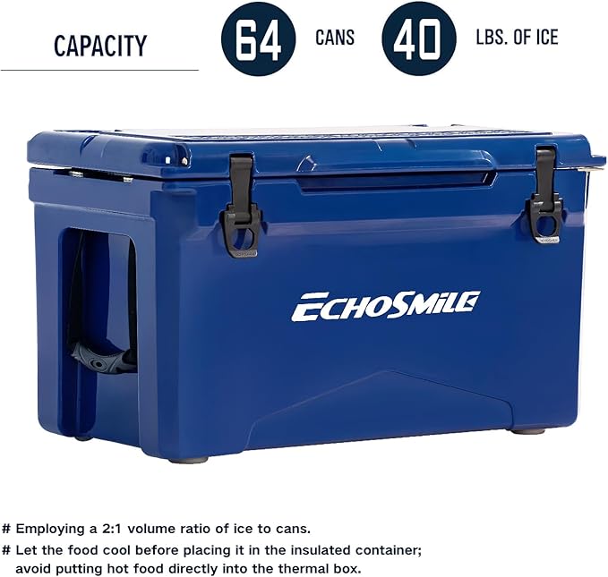 EchoSmile 25/30/35/40/60/75 Quart Rotomolded Cooler, Built to Stand up to The Rigors of The Journey