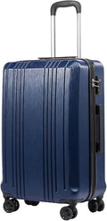Coolife Luggage PC+ABS Expandable Hardshell Suitcase with TSA Lock, Spinner Checked Lightweight (navy, L(28IN))