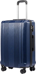 Coolife Luggage PC+ABS Expandable Hardshell Suitcase with TSA Lock, Spinner Checked Lightweight (navy, L(28IN))
