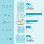 Lightweight Compression Packing Cubes for Suitcases, Compressible Expandable Travel Packing Organizer with Clear Toiletries and Backpack Bag, Travel Essentials for Carry on Luggage 7 Set