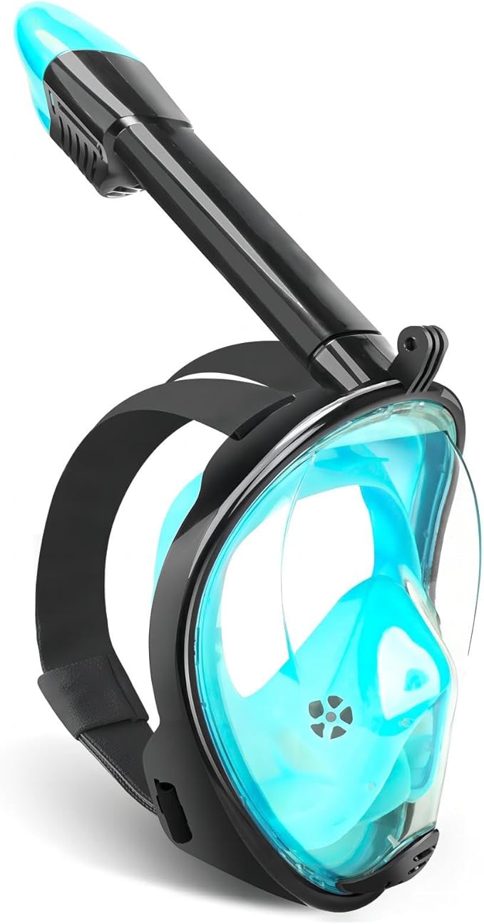 Full Face Snorkel Mask Adults with Dry Top System, Detachable Camera Mount, 180 Panoramic Anti-Fog Anti-Leak Diving Mask for Adult and Kids