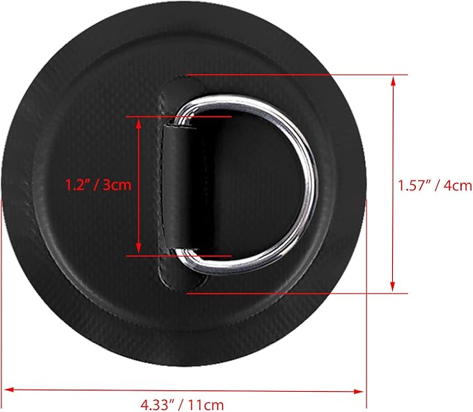 TOBWOLF 6 Pack Stainless Steel D-Ring Patch for Inflatable Boat Kayak Dinghy SUP, D-Ring PVC Patch Stand-Up Paddleboard Canoe Rafting Accessories, NO Glue Included