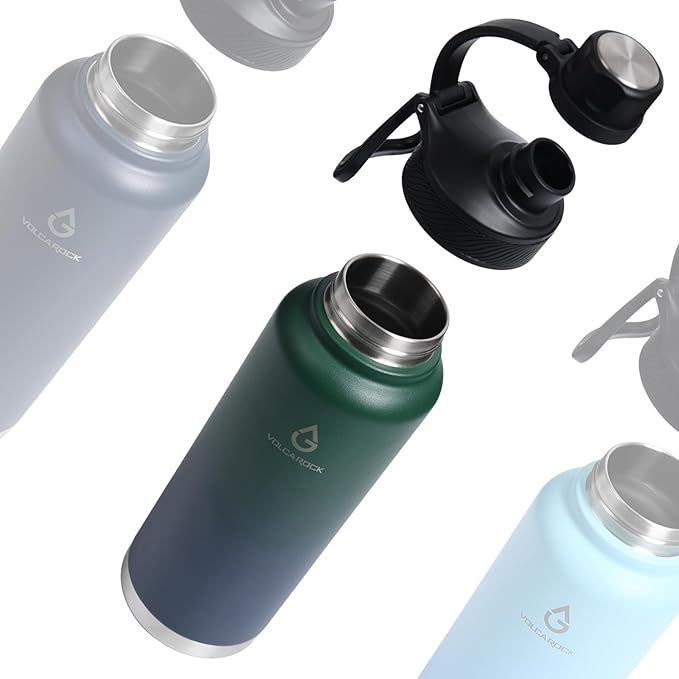 Wide Mouth Water Bottle with Straw Lid Dustproof, 24/32/40/64 Oz Hydro Vacuum Insulated Flask, Dishwasher Safe Stainless Steel Water bottle, Keep Cold 24 Hour/Hot 12 Hour-40 Oz Night Blue