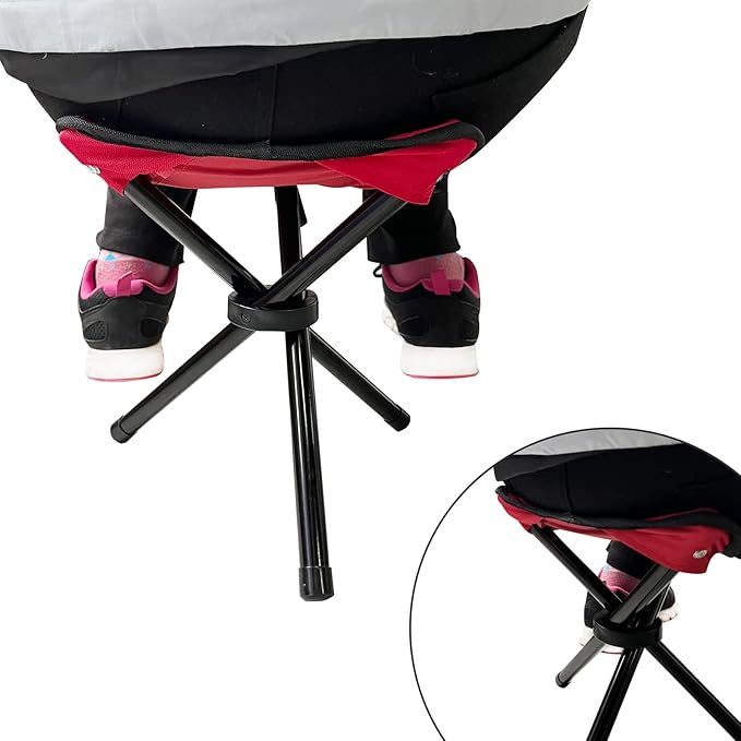 Folding Camping Stool Portable Outdoor Chair Use Height 12.5in Fishing Chair Seat for Camping Hiking Golf Hunting Hiking Outdoor Gardening and Travel Beach Maximum Weight Capacity 300 lbs (Red)