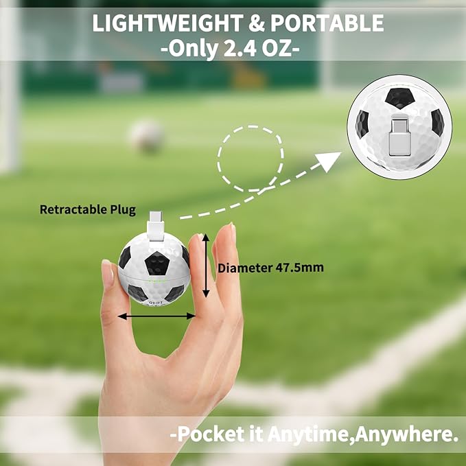 2000mAh Creative Golf Ball Power Bank, Emergency Mini Power Portable Charger USB-C, Compatible with iPhone15,16，17，15 Plus,15 Pro Max, Gift for Golf Lover Men Women (Football Golf Power Bank)