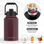 WATERSY 2/3 Gallon Water Bottle Insulated(Cold for 48 Hrs),BPA Free&Leak Proof,87oz Stainless Steel Water Jug/Flask,Big thermo,Large Water Bottle with Handle for Gym,Hiking,Camping,Brick Red
