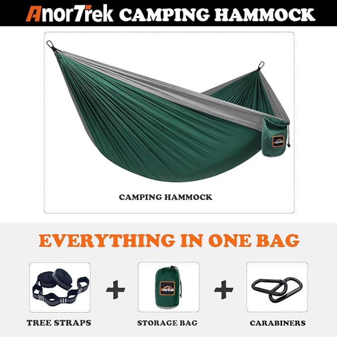 Camping Hammock, Super Lightweight Portable Parachute Hammock with Two Tree Straps Single or Double Nylon Travel Tree Hammocks for Camping Backpacking Hiking