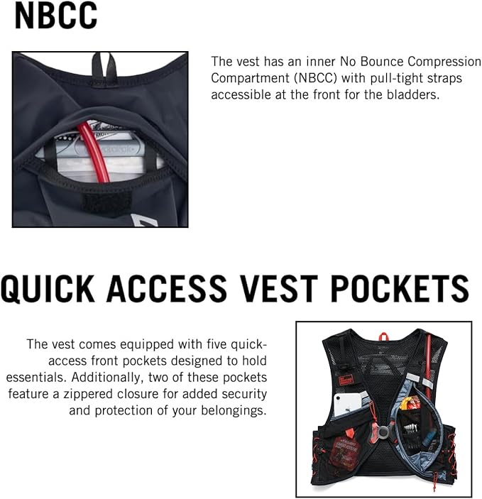 USWE Rush 8L Bike Hydration Vest, Adjustable Chest Straps Running Hydration Vest, 2.0L Hydration Bladder, Mountain Biking, Gravel & Cycling with Reflective Details, Men & Women