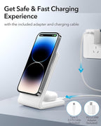 2-in-1 for Magsafe-Compatible Charger Stand with PD 20W USB-C Charger Block & Cable, Fast Charging Wireless Charger Designed for iPhone 17 Pro Max/16/15/14/13/12, AirPods 4/3/Pro 3/Pro 2/Pro, White