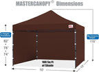 MASTERCANOPY Heavy Duty Pop-up Canopy Tent with Sidewalls (10x10,Brown)
