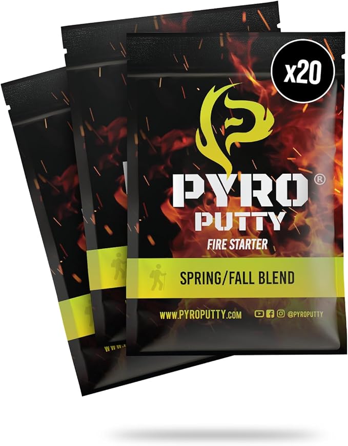 Phone Skope Pyro Putty: Single Use Waterproof Survival Fire Starter, 20 or 50 ct Foil Packs, Easy Tear, Easy Ignite, Fire Starters for Campfires