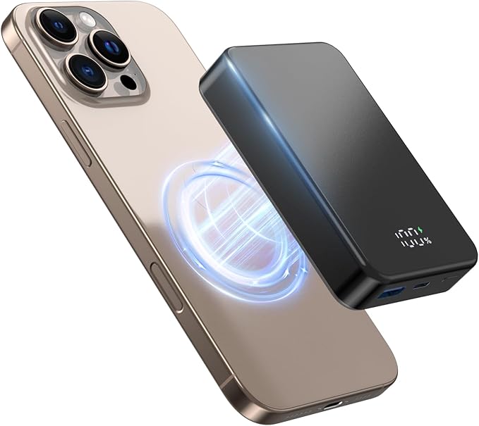 Magnetic Power Bank 26800mAh for Magsafe Portable Charger, Aluminum Alloy casing Large Capacity 20W USB-C in&Out Wireless Fast Charging Battery Pack for iPhone 17/16 Pro Max/15/14/13/12 Series, Black