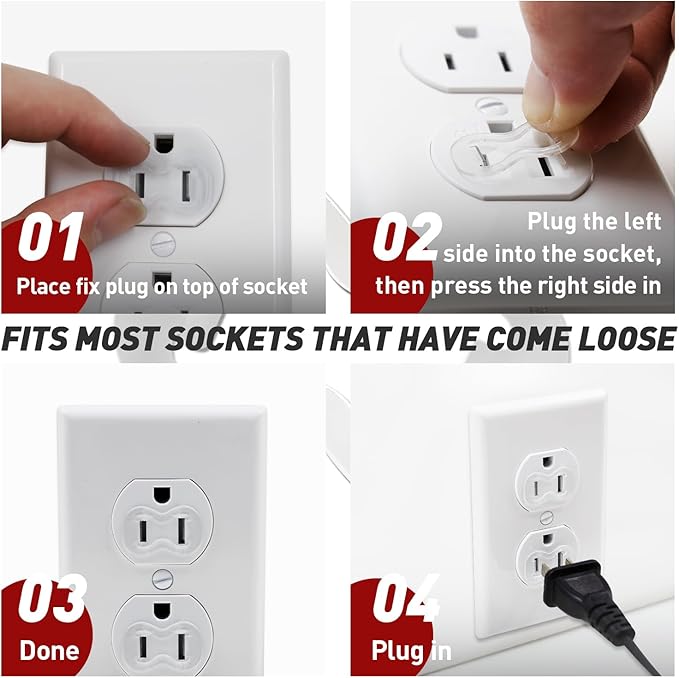 30-Pack Loose Outlet Fix Plug - Ensure Secure Connection for Power Plugs - Socket Extender Prevents Loose Socket Issues - Easily Fix Loose Outlets - Won't Fall Out or Cut Off Electricity