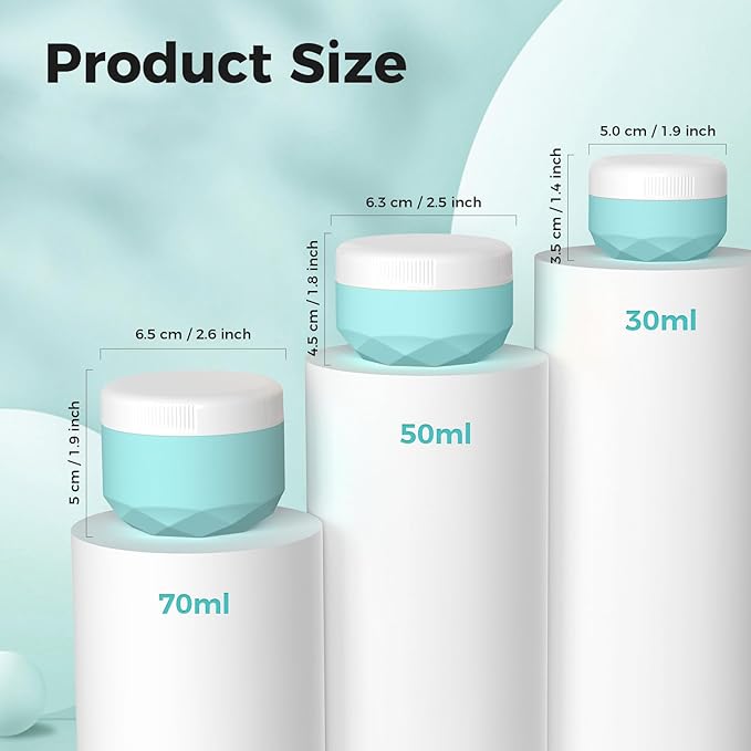 Travel Containers for Toiletries, 4-Pack TSA Approved Silicone Jars (1oz) - BPA Free Leakproof Cosmetic Containers for Creams, Lotion, Skincare & Makeup with Bonus Waterproof Bag