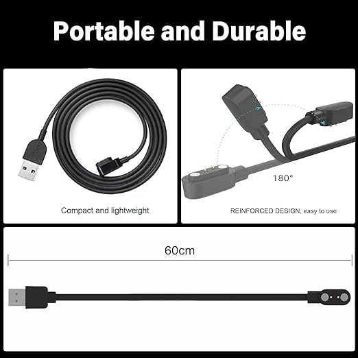 [2-Pack] Gloryfit Wacth Charger for Puqo T80/Cillso T80/Csasan T70/Matast T60 Magnetic USB Charging Cable, Compatible with T80 T70 T60 Smart Watch Charger (Black&Black)