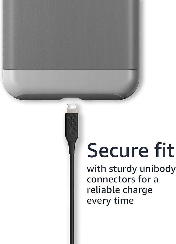 Amazon Basics 2-Pack Apple MFi Certified USB-A to Lightning Charging Cable for iPhone 14 13 12 11 X Xs Pro, Pro Max, Plus, iPad, 3 Foot, Black