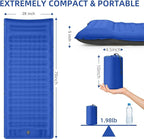 Double Sleeping Pad Camping, Self Inflating 6'' Extra-Thick 2 Person Pillow Built-in Foot Pump Waterproof Inflatable Sleeping Mat Backpacking, Tent, Hiking, Portable Camping Pad