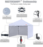 MASTERCANOPY Heavy Duty Pop-up Canopy Tent with Sidewalls (10x10,White)
