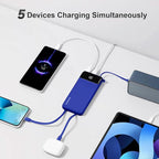 Power Bank 10000mAh Portable Charger with 4 Built-in Cables, Type-C in & Out Phone Charger, External Battery Charger Pack & Travel Essential for iPhone 16/15/14, Samsung, iPad, Android