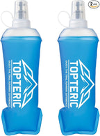 Collapsible Soft Flask Water Bottle, TPU Soft Folding Flexible Water Bottles for Hydration Pack/Running Vest, BPA/PVC Free, Ideal for Running Hiking Cycling Climbing (350ml-2 Pack)