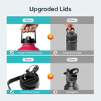 BUZIO 64oz Insulated Water Bottle Stainless Steel Double Wall Leak Proof Half Gallon with Straw Lid and Flex Cap (Cold for 48 Hrs) Sports Flask Metal Travel Mug for Hiking Cycling, Ruby Red Navy