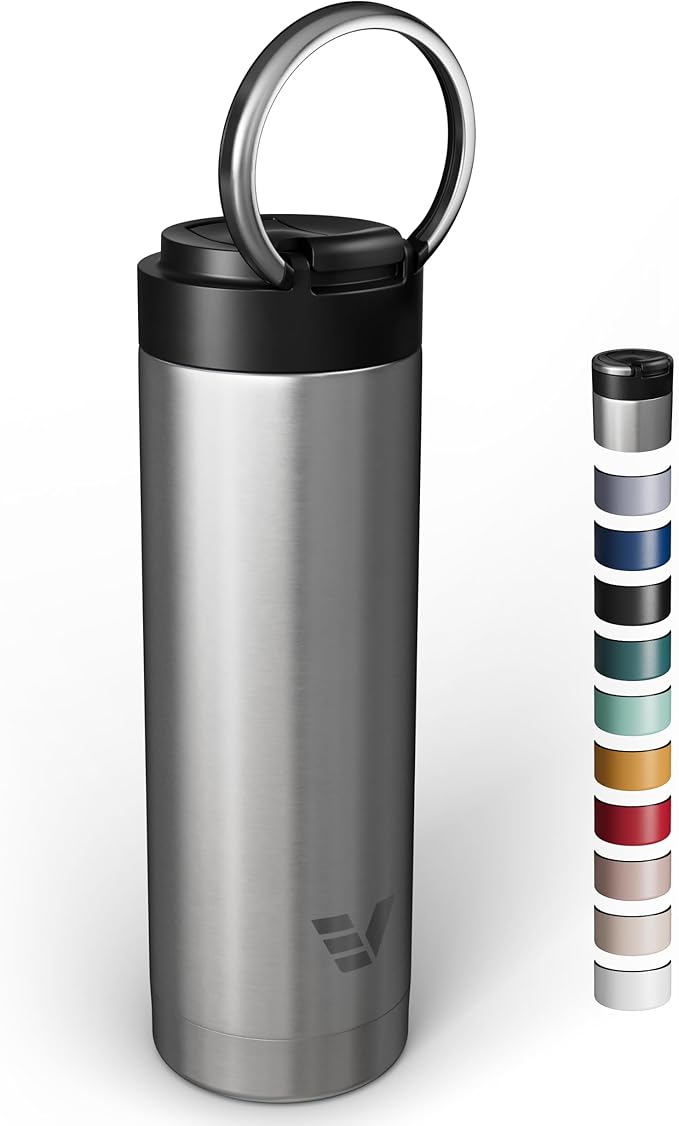 Maxi Stainless Steel Water Bottle 26oz - Double wall vacuum insulated | Integrated carry handle | leak proof flip top lid | Lightweight & stylish - Stainless