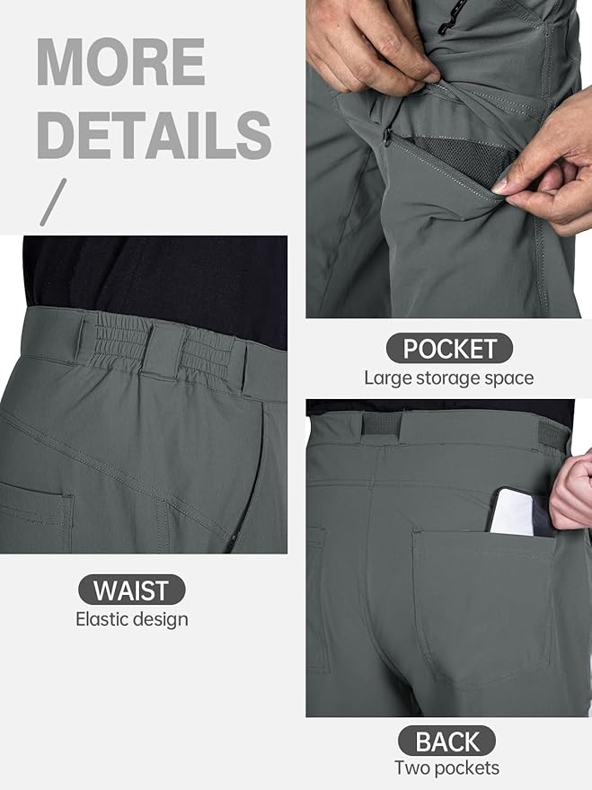 FREE SOLDIER Men's Outdoor Cargo Hiking Pants with Belt Lightweight Waterproof Quick Dry Tactical Pants Nylon Spandex
