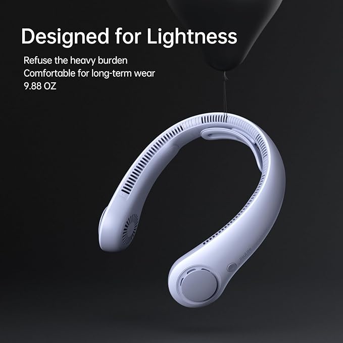 JISULIFE Portable Neck Fan Upgraded, Neckbrace Personal Hands Free, 5 Speed Gears Adjustment, 5000 mAh Wearable Bladeless Quiet Rechargeable for Outdoor Indoor, Gifts for Women Men- Sunny Blue