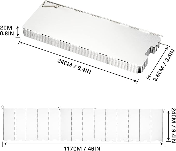 Camping Stove Windscreen 14 Plates Folding Outdoor Stove Windshield Camp Stove Wind Screen Aluminium Alloy Windshield for Butane Burner Grill Wind Blocker Shield