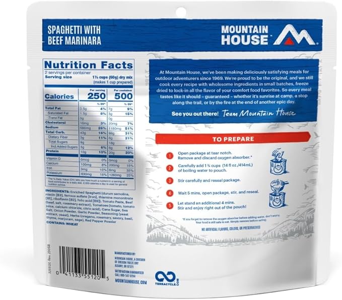 Mountain House Spaghetti with Beef Marinara Freeze Dried Backpacking & Camping Food |6-Pack