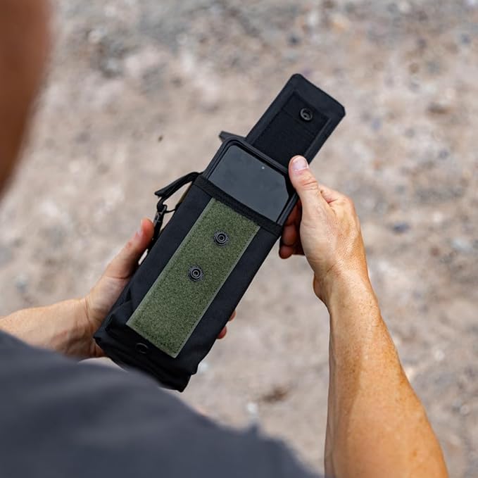 Iron Infidel Battle Bottle - 32 Oz Insulated Water Bottle with Straw Lid & Chug Cap, Stainless Steel Metal Flask Includes Rugged, Removable Sleeve for Keys, Wallet, & Phone (Widowmaker 1 Liter)