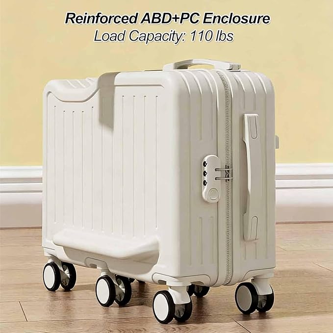 Ride-on Luggage for Kids, Children's Trolly Case with 6-Spinner Wheels & Retractable Cup Holder, Suitcase Stroller, Hardshell Carry On Suitcase(Black,20in)