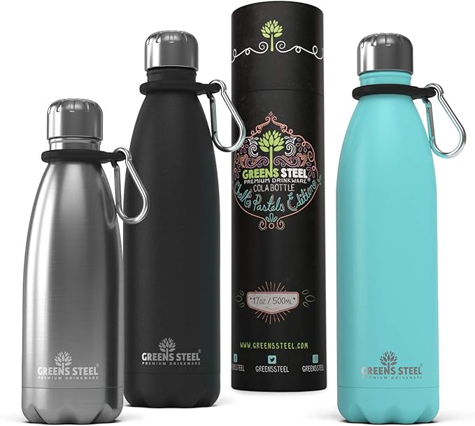 Greens Steel Stainless Steel Water Bottle - 25 oz, Blue | Vacuum Insulated Double Wall with Screw Lid/Leak Proof | Thermal Travel Sports Canteen Coffee Flask