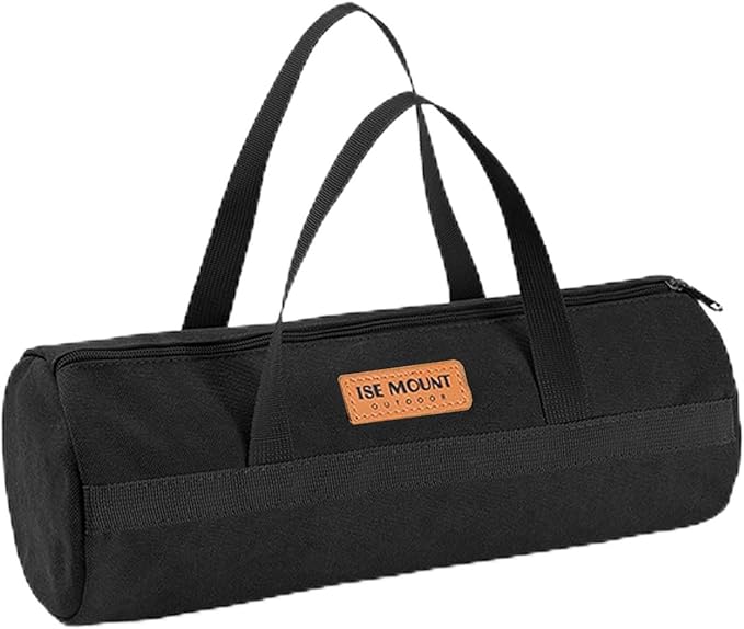 Tent Stakes Bag,Canvas Camping Storage Bags Essentials Accessories Tools Hiking Hunting Gear (Black 40CM)