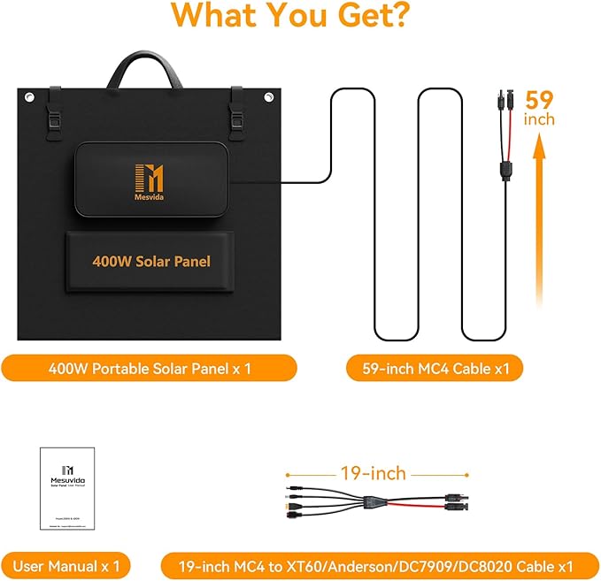400 Watt Portable Folding Solar Panels IP68 Waterproof ETFE Coating 41V MC4 Output for Power Stations Solar Generator Camping Off-Grid RV Emergency Backup