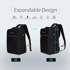 Verage Roll Top Laptop Backpack Waterproof PU Lather Travel Backpack Expandable Work Carry On Backpack for Men Women (Classic Black, One Size)