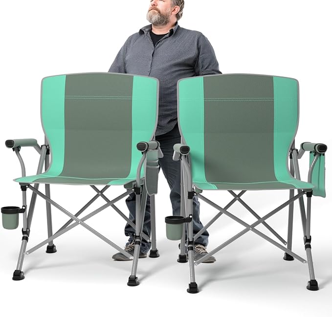 Oversized Camping Chair for Adults Heavy Duty,Heavy Duty Lawn Chair with Side Pockets，Outdoor Camping, Fishing, Beach,Hiking Foldable Camping Chair