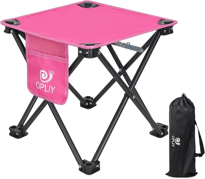 Opliy Camping Stool Upgrade Foot Stool for Camping Fishing Hiking Gardening and Beach, Camping Seat with Carry Bag (Rose Red)