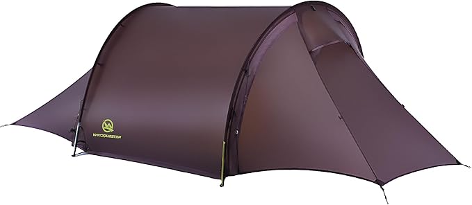 Backpacking Ultralight 2Person Tunnel Tent, 2.89lbs, Double Silicone-Coated Fabric, Compact 3-Season Tent – Wine Brown