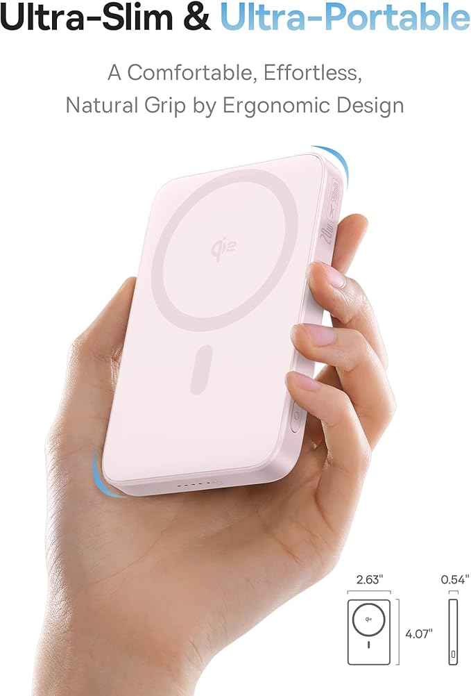 Baseus PicoGo Magnetic Power Bank, Qi2 Certified 15W Ultra-Fast Wireless Portable Charger with Stand, Ultra-Slim 5000mAh Battery Pack for iPhone 17 Pro Max 16/15/14/13/12