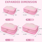 BAGAIL 4 Set/6 Set/8 Set Compression Packing Cubes Travel Accessories Expandable Packing Organizers (Square Mesh, 06-Pink)
