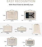ECOHUB 7 Set Packing Cubes Tear-Resistant Luggage Packing Organizers with Number Icon for Travel Accessories Luggage Suitcase Machine Washable Packing Cubes (Beige)
