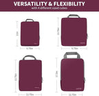 BAGAIL 4 Set/6 Set/8 Set Compression Packing Cubes Travel Accessories Expandable Packing Organizers (Cloth Pattern, 4-Burgundy)