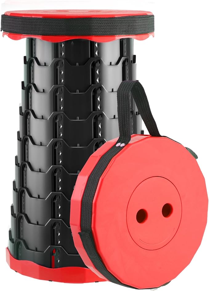 Foldable Stool, Camping Stools for Adults Thickened Portable Collapsible Retractable Stool for Fishing, Camp Chair for Hiking, BBQ, Parties, Outdoor Activities (Red)