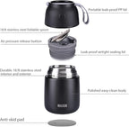 MAXSO Soup Thermo for Hot & Cold Food for Adults Kids, 17 oz Vacuum Insulated Steel Lunch Container Bento Box with Spoon, Leakproof Thermal Food Jar for School Office Travel - Black