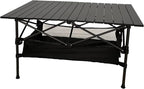 LEADALLWAY Folding Camping Table Low Picnic Table with Large Storage and Carrying Bags,37.4×21.65×19.69inchs