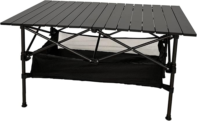 LEADALLWAY Folding Camping Table Low Picnic Table with Large Storage and Carrying Bags,37.4×21.65×19.69inchs