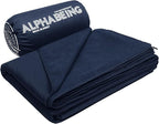 AlphaBeing Waterproof Outdoor Blanket with Merino Wool, Extra Thick Warm, Windproof, Packable Stadium Blankets for Cold Weather, Camping Gift, Pet, Car, Picnic, Concerts, 79" x 59", Navy