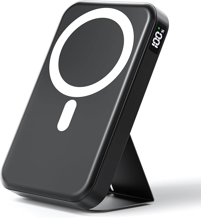 Magnetic Portable Charger, 10000mAh Wireless Power Bank with 20W USB-C Fast Charging, Foldable Stand & LED Display Magnetic Battery Pack, Compatible with iPhone 17/16/15/14/13 All Series