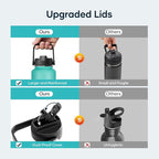 BUZIO Insulated Water Bottle with Straw, 40 oz Stainless Steel Sports Wide Mouth Water Bottle, BPA-Free Flex Cap and Straw Lid, Wide Mouth BPA-Free Sweat-Proof Sports Water Flask, Keep Hot Cold